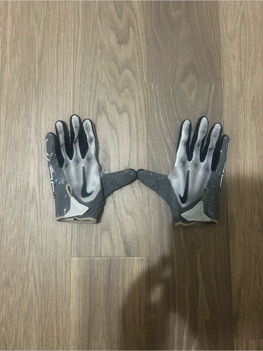 Nike Gray Black Grip Football Gloves